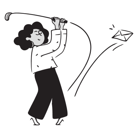 An image of a person shooting an email using golf stick